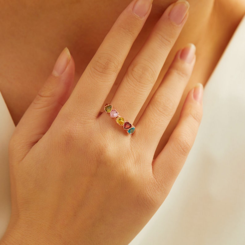 Lovecriana Heart Birthstone Ring, 2 3 4 Diamond Family Birthstone