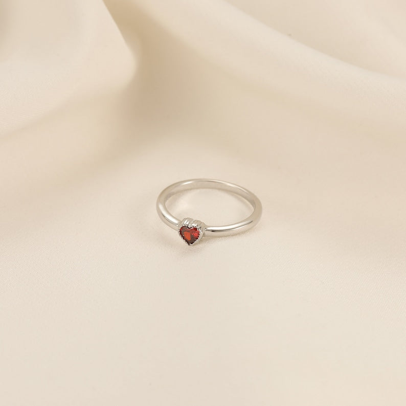 Lovecriana Heart Birthstone Ring, 2 3 4 Diamond Family Birthstone