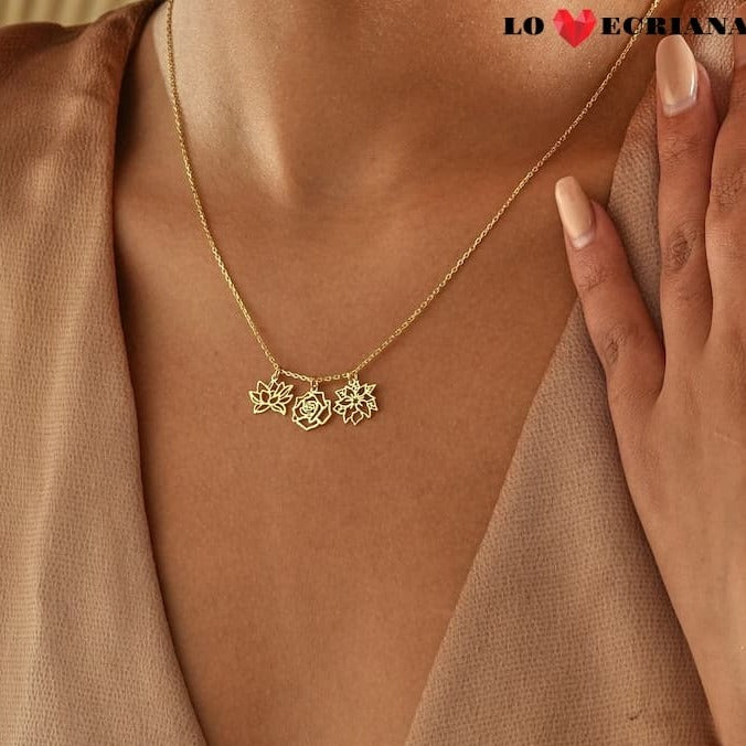 Lovecriana Birth Flower Charm Necklace
