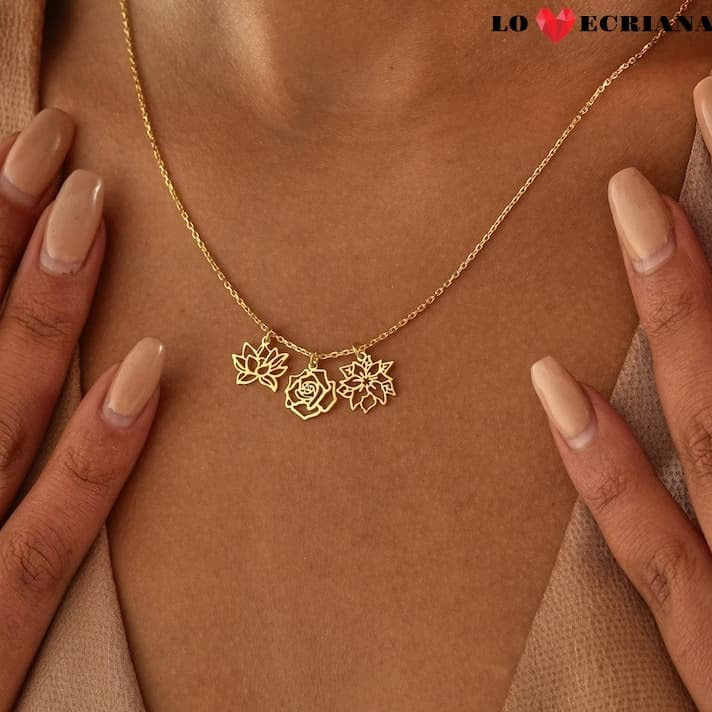 Lovecriana Birth Flower Charm Necklace