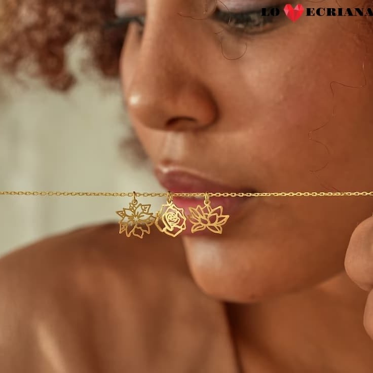 Lovecriana Birth Flower Charm Necklace