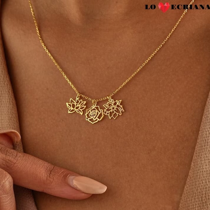Lovecriana Birth Flower Charm Necklace