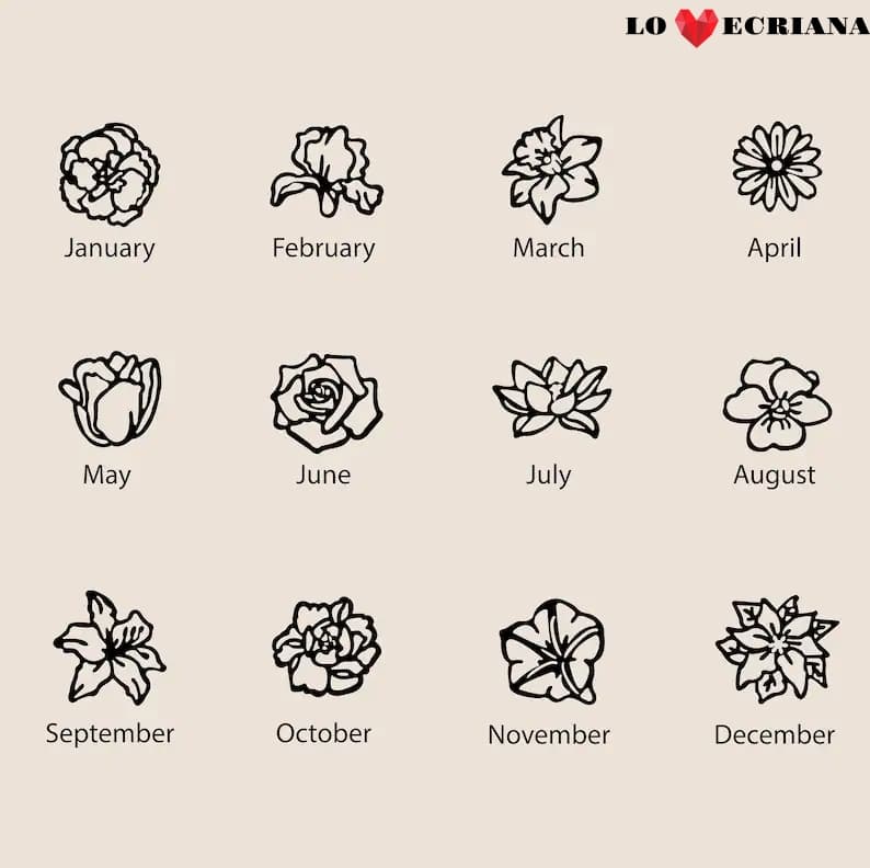 Lovecriana Birth Flower Charm Necklace