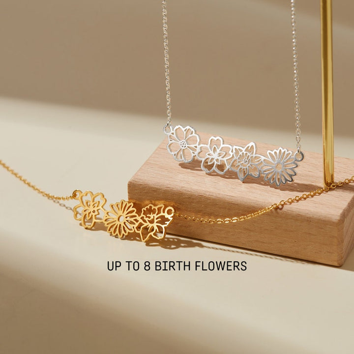 Lovecriana Dainty Birth Flower Necklace,Birth flower Family Gift