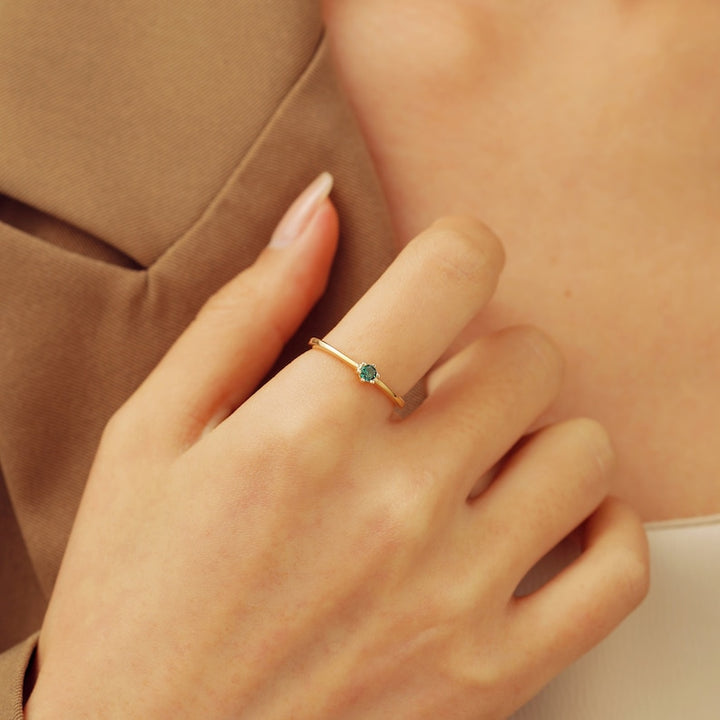 Lovecriana Delicate Round Birthstone Ring for Mother Grandma