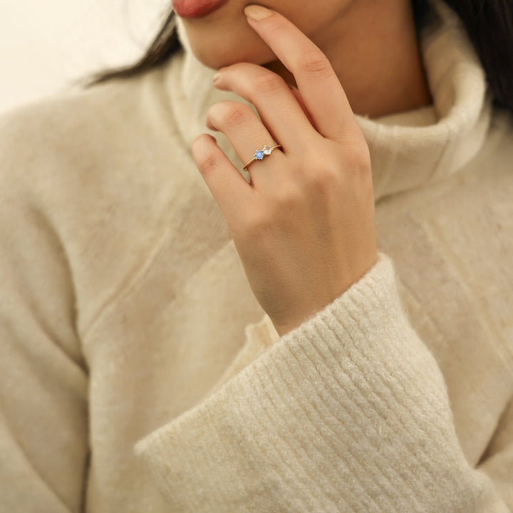 Lovecriana Delicate Round Birthstone Ring for Mother Grandma