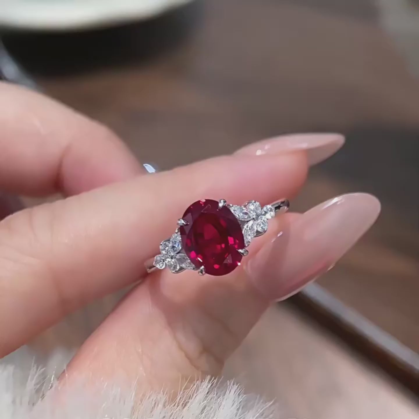 Petal Oval Ruby Ring