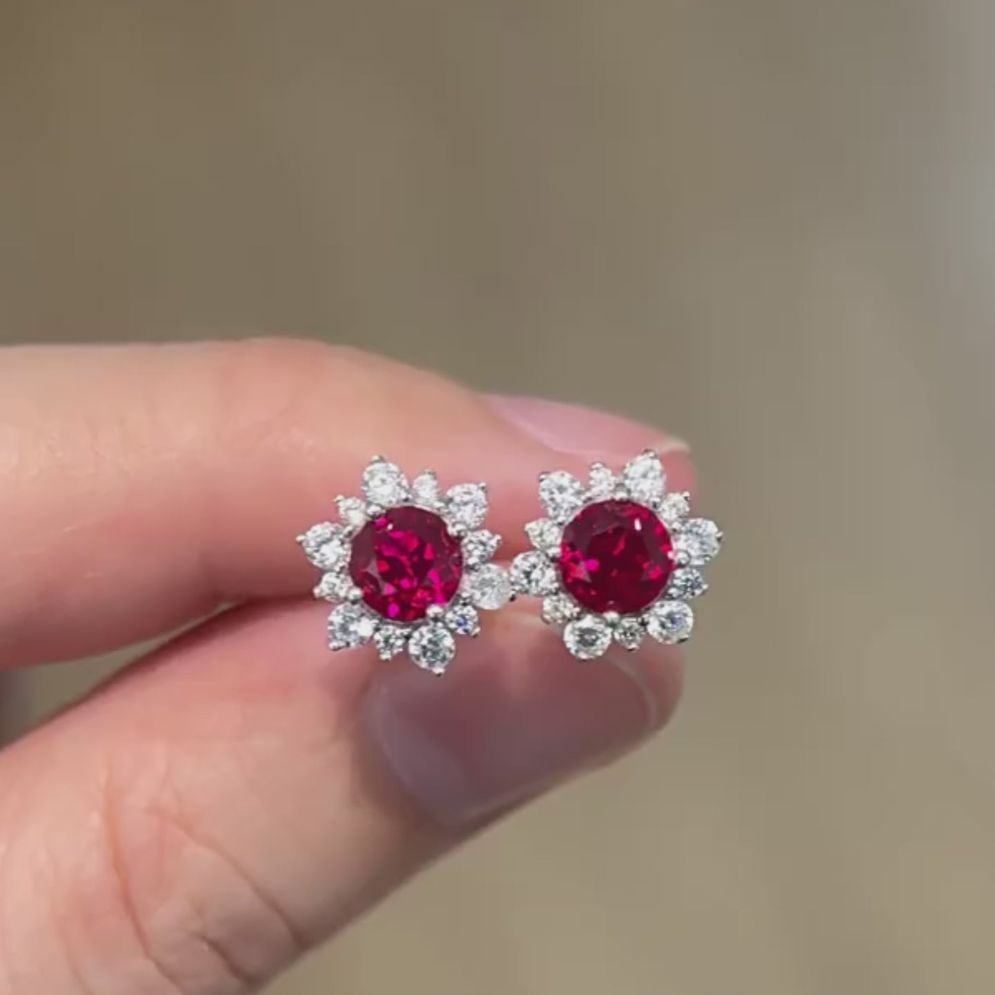 Petal-shaped halo earrings