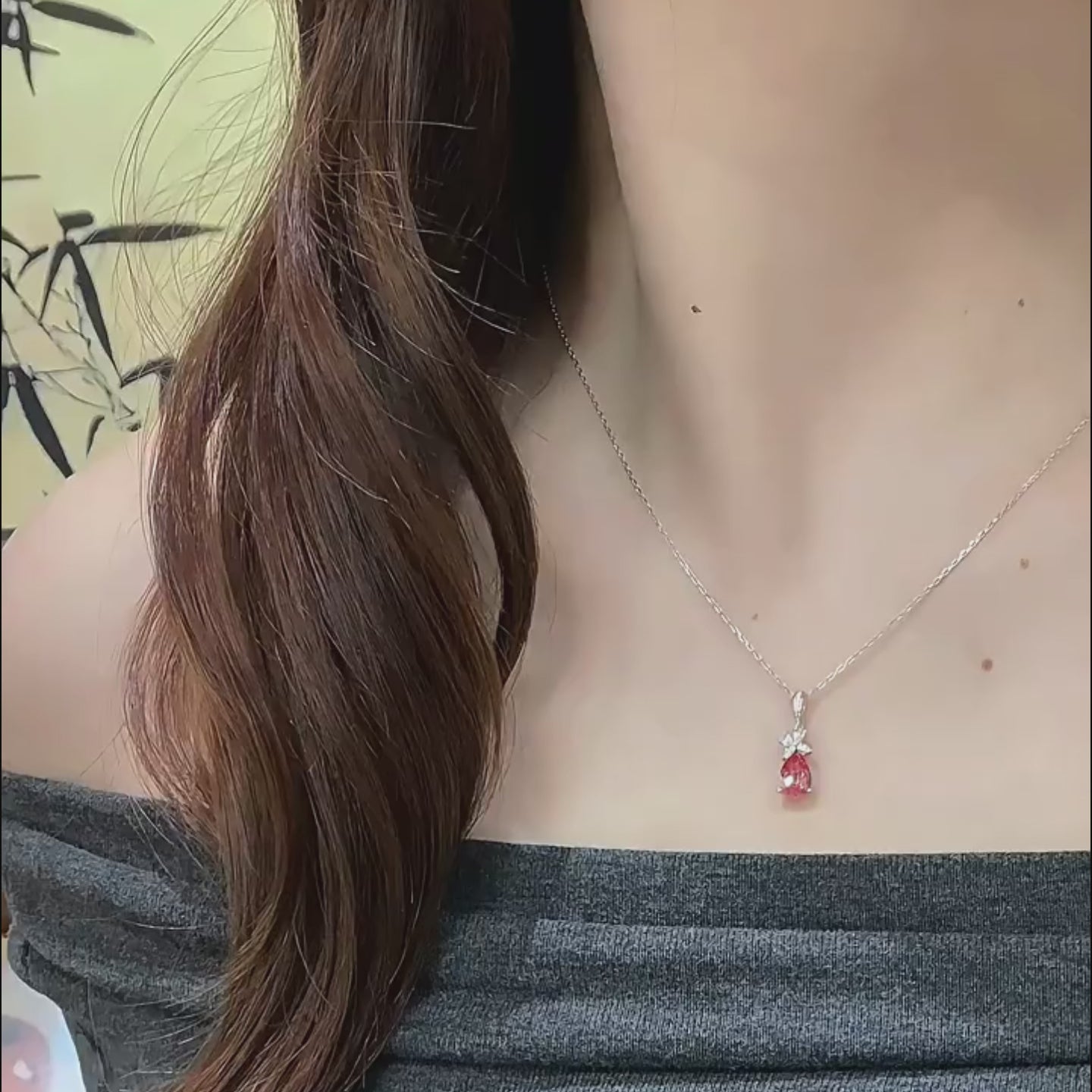 Sakura Whisper Pear Pink Bow Necklace