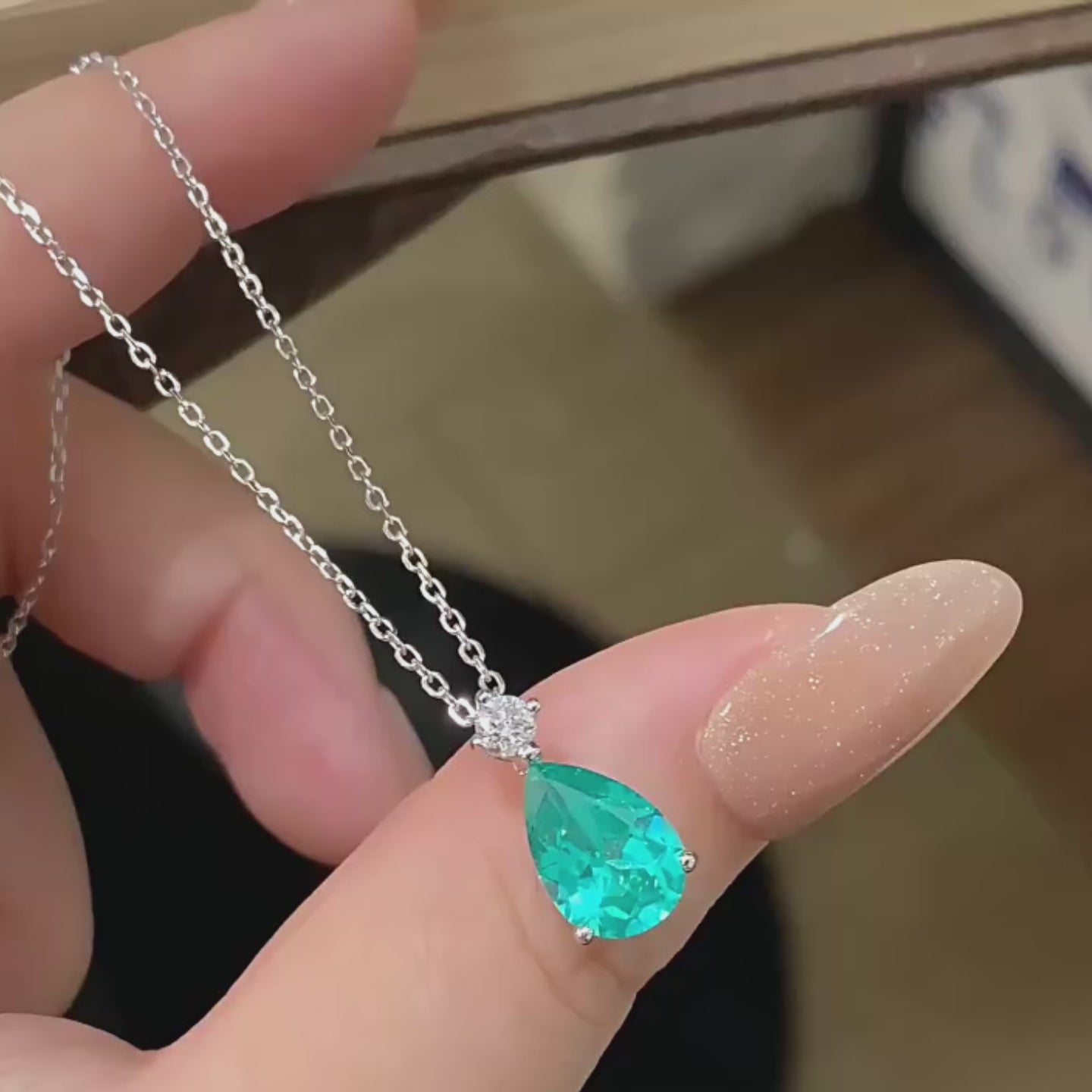 Heart of Ocean Teal Pear Necklace