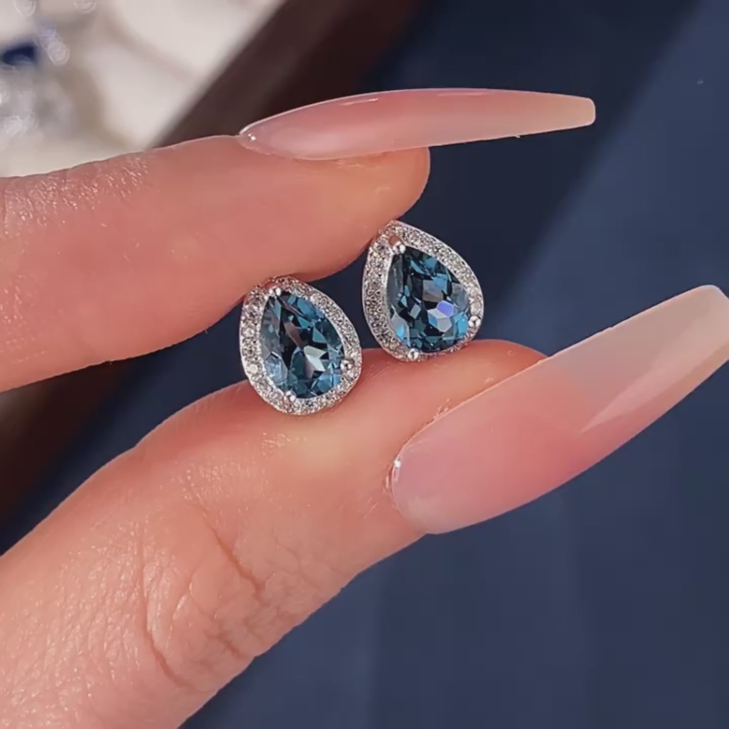 Tears of the Deep Sea - Pear-shaped Earrings