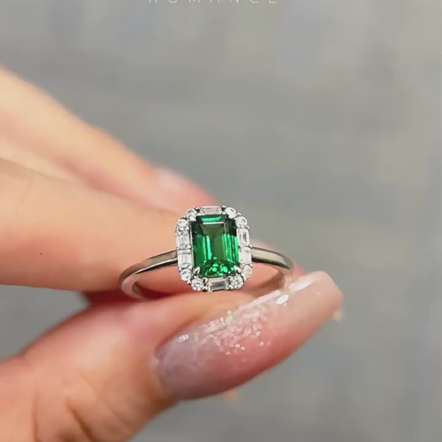 Emerald Halo Ring