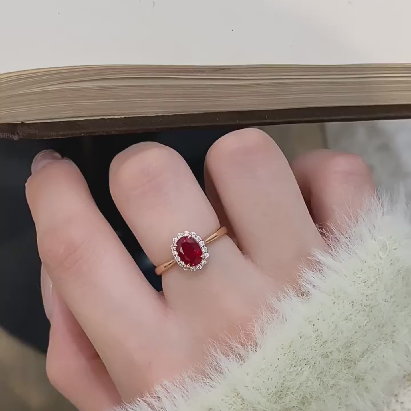 Luxurious Ruby Halo Ring