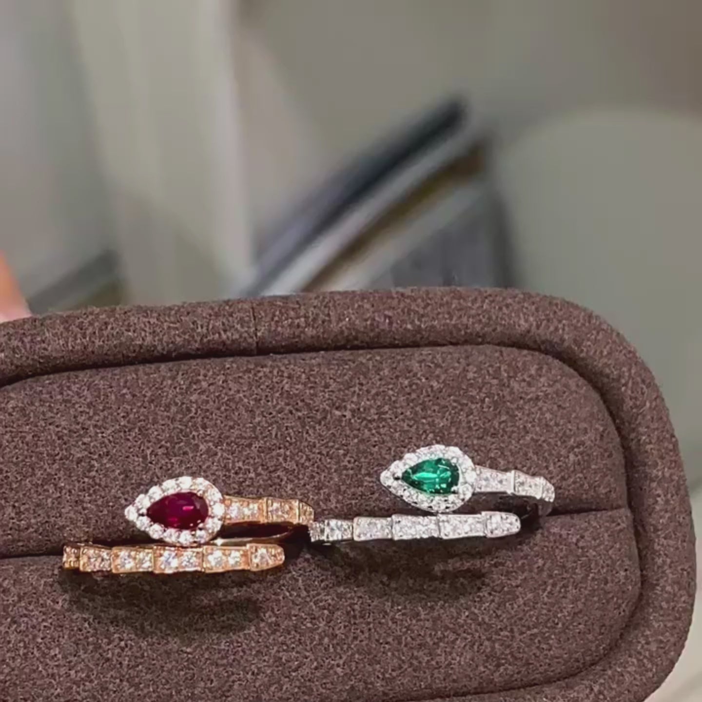 Golden Ruby Snake Wrap Open Ring